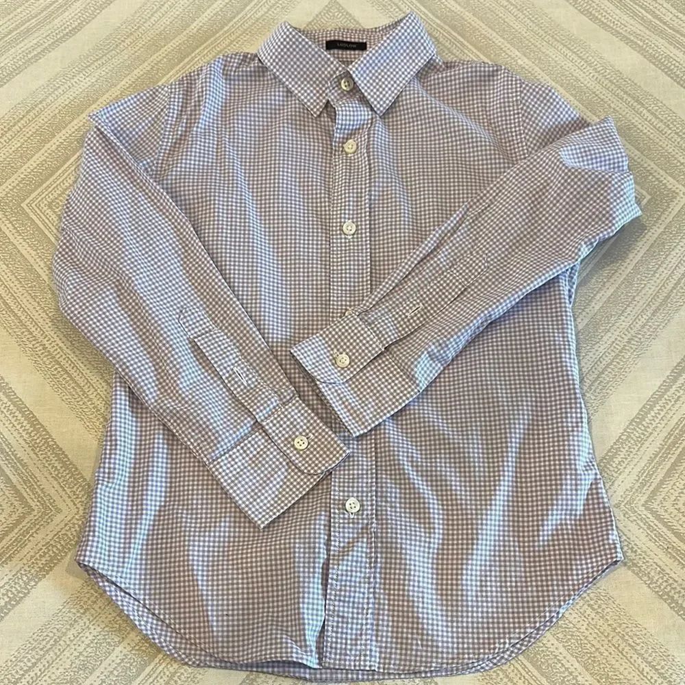 Crewcuts Boys Purple & White Checkered Ludlow Button Down Shirt - Size 6-7